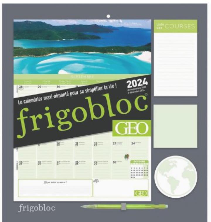 Frigobloc Calendrier MENSUEL 2024 GEO COLLECTIF PLAY BAC