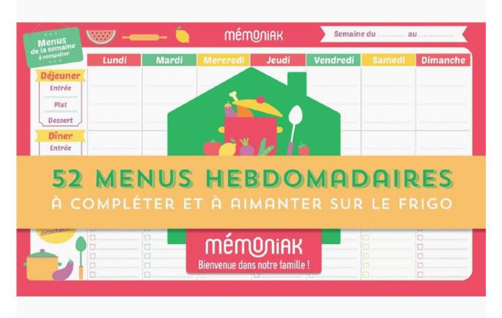 Mémoniak : 52 listes de courses Mémoniak - bloc aimanté à compléter -  Éditions 365